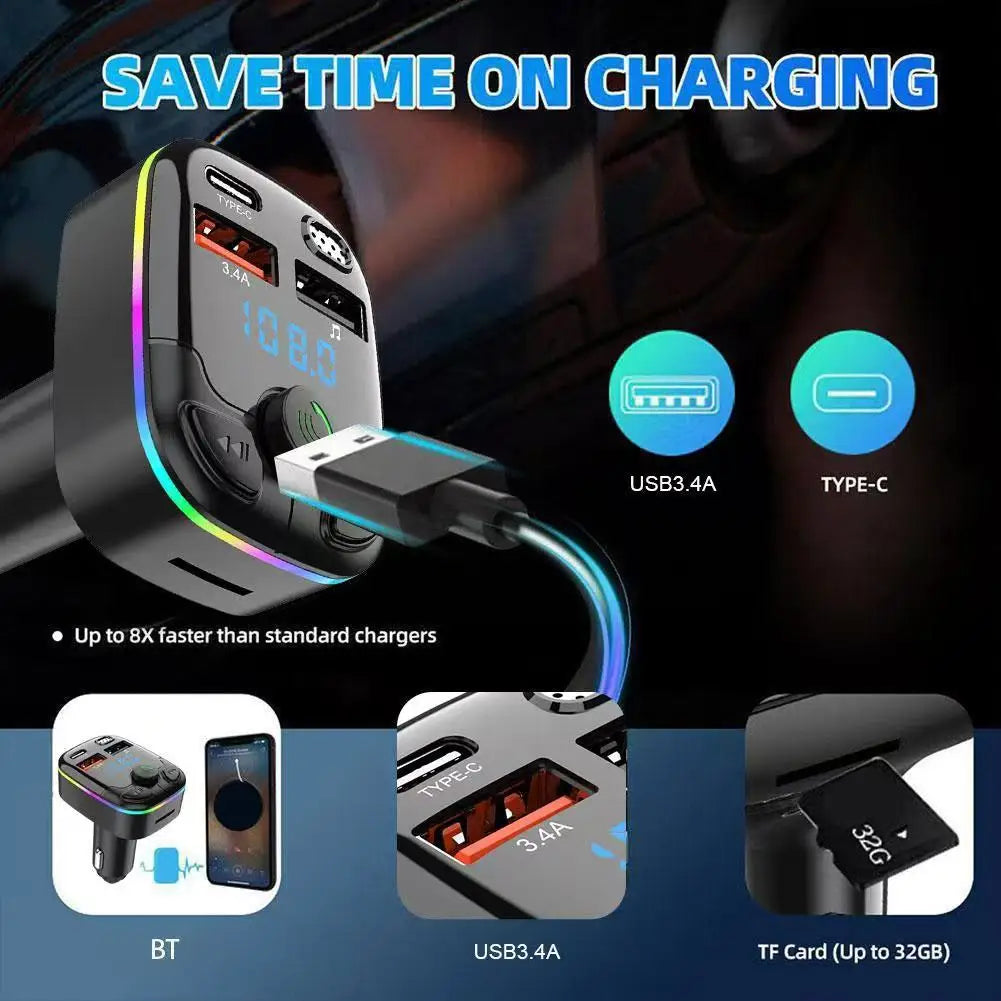 Lumixis LED Car Charger Bluetooth 5.0 FM Transmitter