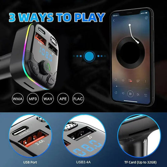 Lumixis LED Car Charger Bluetooth 5.0 FM Transmitter