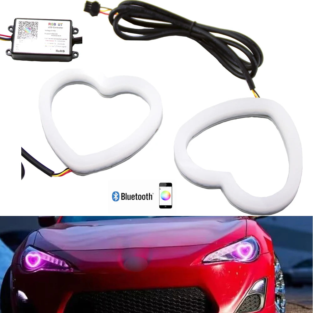 Lumixis Premium Heart LED Multicolor Modified Headlights Installation w App Control