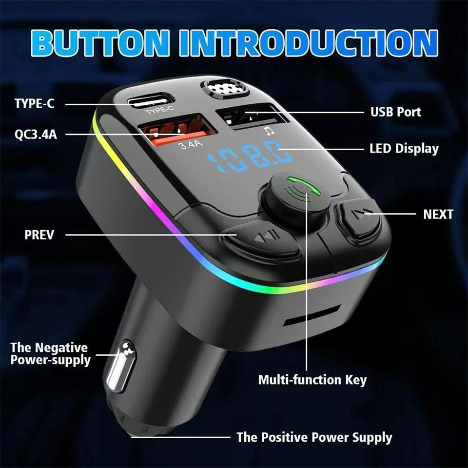 Lumixis LED Car Charger Bluetooth 5.0 FM Transmitter