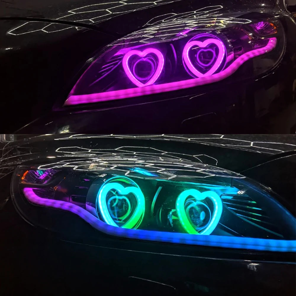 Lumixis Premium Heart LED Multicolor Modified Headlights Installation w App Control