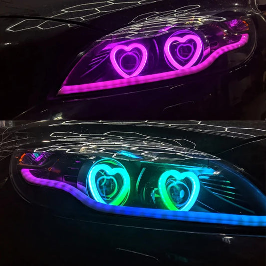Lumixis Premium Heart LED Multicolor Modified Headlights Installation w App Control