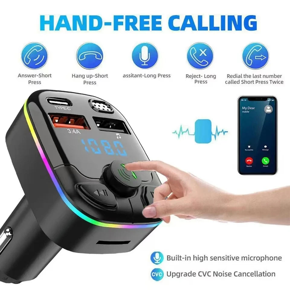 Lumixis LED Car Charger Bluetooth 5.0 FM Transmitter